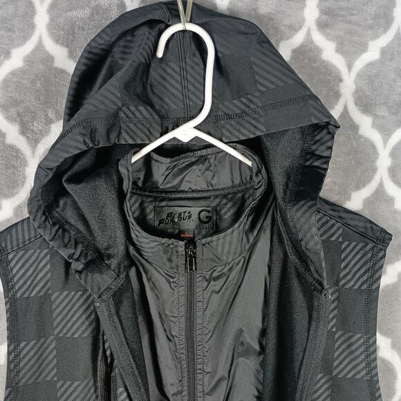 Guess Fast & Furious Vest Mens Large Black Hooded Full Zip Checkered Limited - Picture 3 of 10